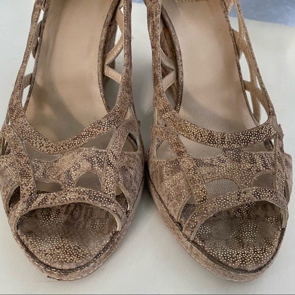 Stuart Weitzman Hurdle Peep Toe Wedge Sandal - Picture 5 of 11